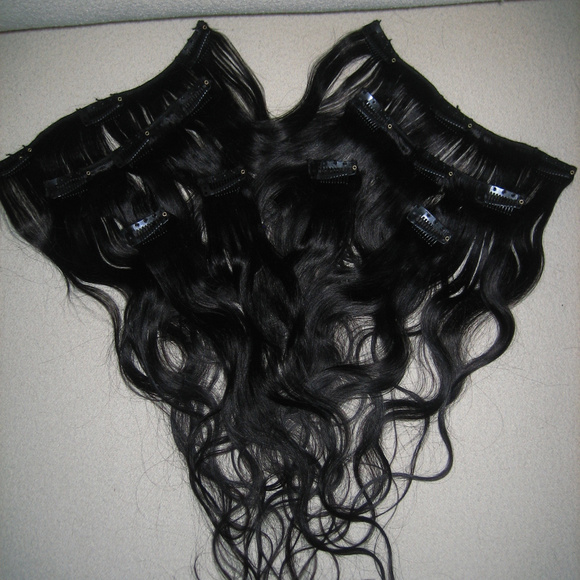 18" New 100% Real Human Hair Clip In Extensions - Picture 2 of 8